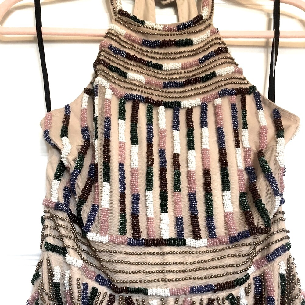 NWT X NBD Kenya Beaded Halter Mini Dress S MSRP $545 - Picture 9 of 14